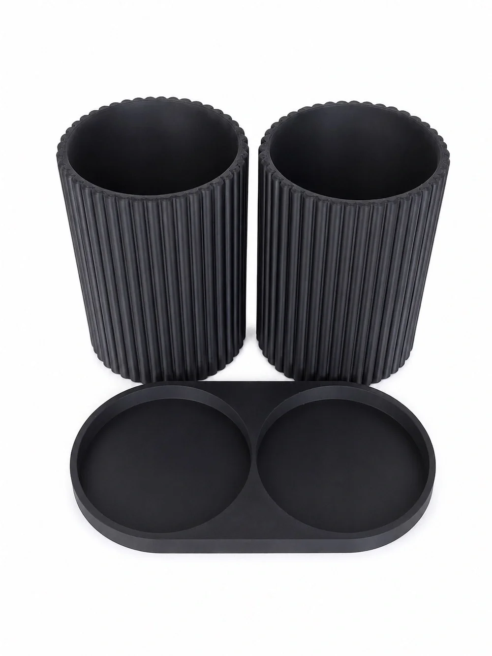 Ribbed Double Toothbrush & Toothpaste Holder